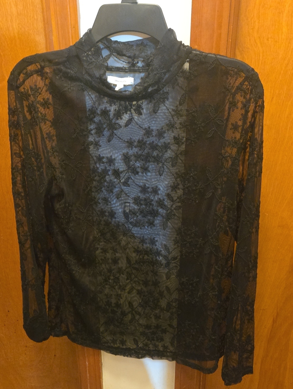 Maurices Black Floral Lace Long Sleeve Top